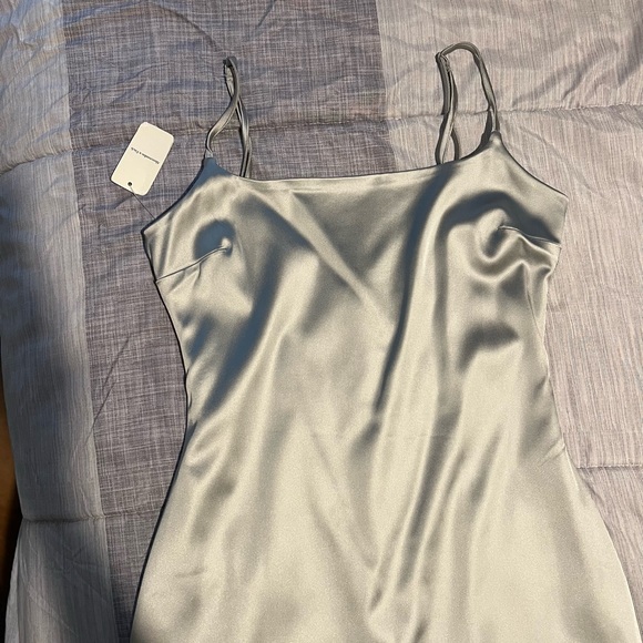 Abercrombie & Fitch Satin Stretch Column Midi Slip Dress Grey M - Picture 9 of 11